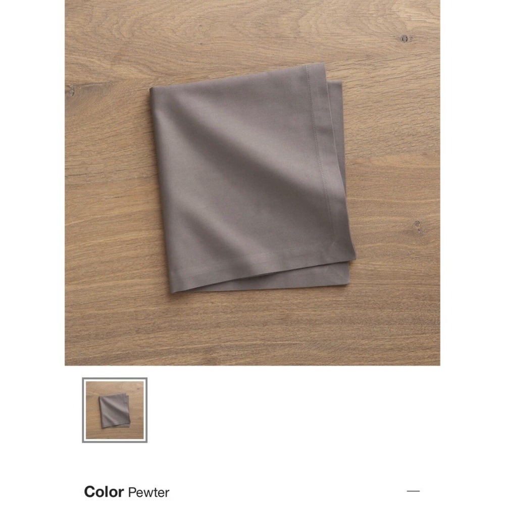 Crate & Barrel Fete Napkins Set Of 3 Pewter 20 x 20 Cotton Dinner Party New